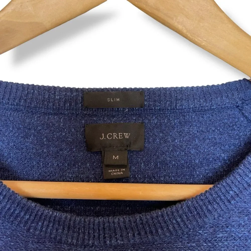 J. Crew Rugged Cotton Long Sleeve Sweater in Heathered Indigo